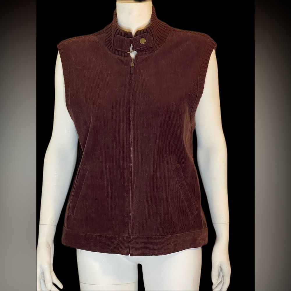 Lauren Ralph Lauren Corduroy Knit Vest Zip Pocket